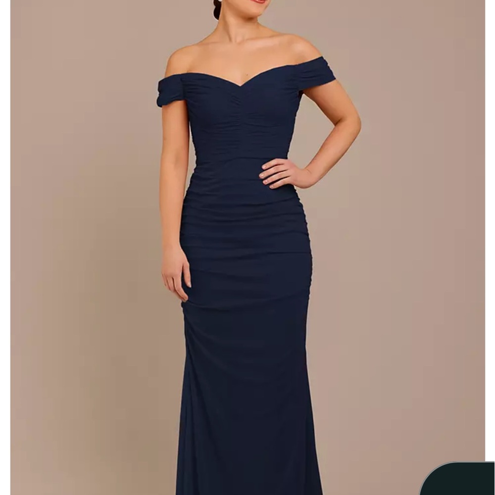 David’s Bridal Navy Off-Shoulder Dress